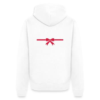 Geschenk Schleife - Unisex Premium Bio Zip Hoodie - Weiß - Hinten - Thijin (182cm)