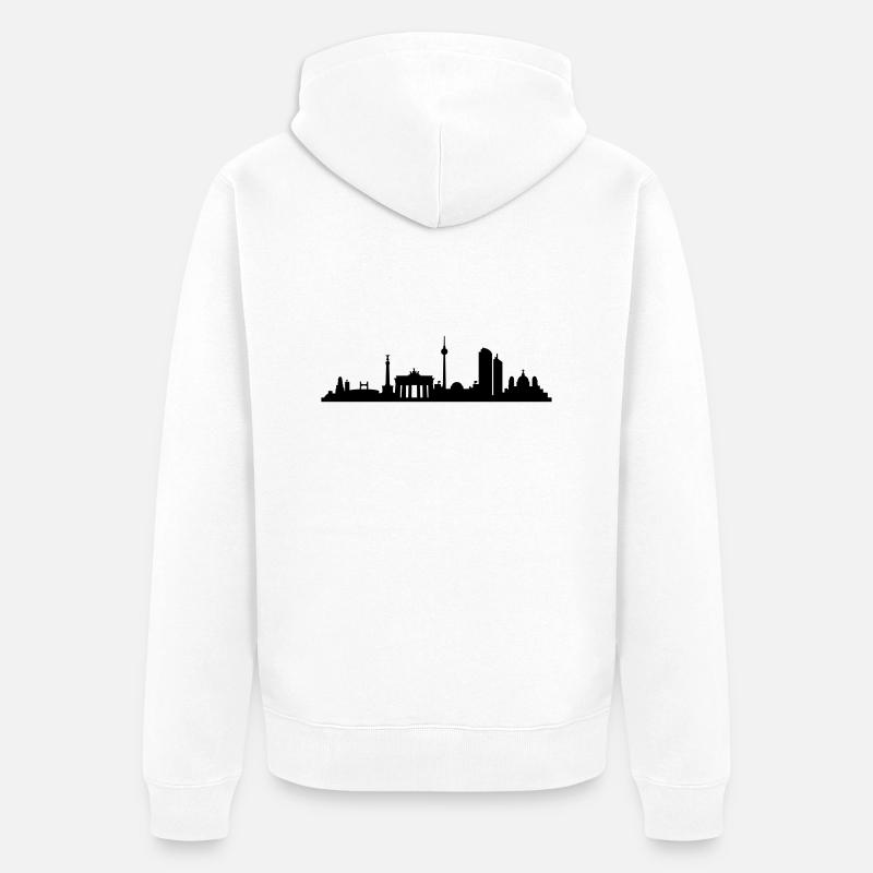 Skyline Berlin - Unisex Premium Bio Zip Hoodie - Weiß