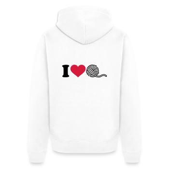I love Knitting - Unisex Premium Organic Zip Hoodie - white - Back - Thijin (182cm)