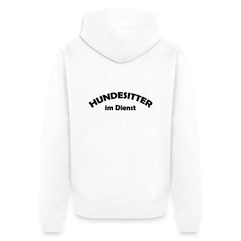hundesitter im dienst - Unisex Premium Bio Zip Hoodie - Weiß - Hinten - Thijin (182cm)
