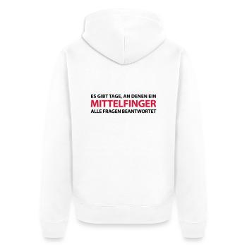 Mittelfinger Stinkefinger Hand Scheißtag Montag - Unisex Premium Bio Zip Hoodie - Weiß - Hinten - Thijin (182cm)