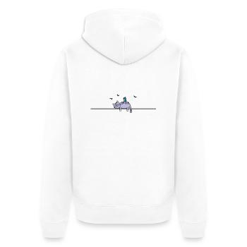 Schlafende Katze mit Vogel - Unisex Premium Bio Zip Hoodie - Weiß - Hinten - Thijin (182cm)