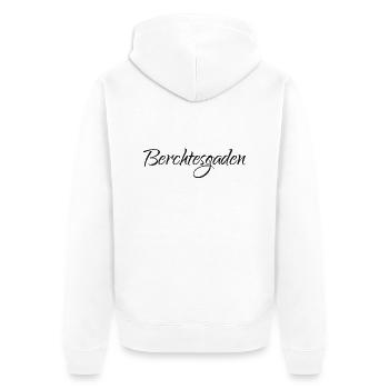 Berchtesgaden Schriftzug schwarz - Unisex Premium Bio Zip Hoodie - Weiß - Hinten - Thijin (182cm)