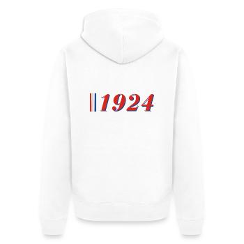 Year 1924 - Unisex Premium Organic Zip Hoodie - white - Back - Thijin (182cm)