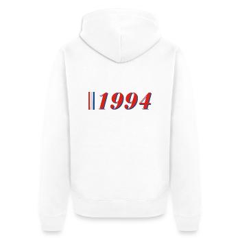 Année 1994 - Veste à capuche bio Premium Unisexe - blanc - Dos - Thijin (182cm)