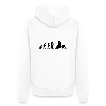 ehemann_putzsklave - Unisex Premium Bio Zip Hoodie - Weiß - Hinten - Thijin (182cm)