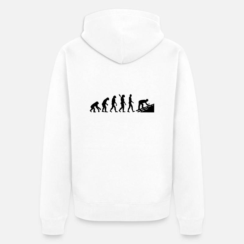 Evolution Roofer - Unisex Premium Organic Zip Hoodie - white