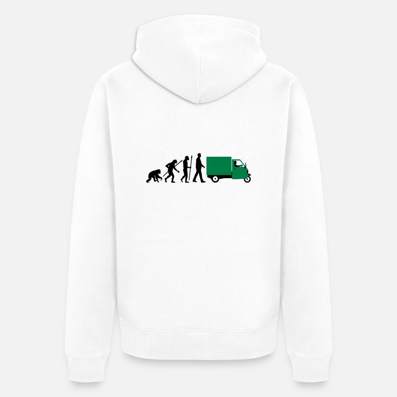 evolution_of_man_Piaggio Ape_092014_a_2c - Unisex Premium Bio Zip Hoodie - Weiß