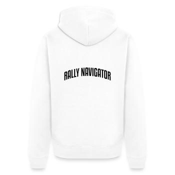rally navigator stylish arched text logo - Unisex Premium Organic Zip Hoodie - white - Back - Thijin (182cm)