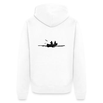 Freizeit - Kanu Paddeln - Unisex Premium Bio Zip Hoodie - Weiß - Hinten - Thijin (182cm)