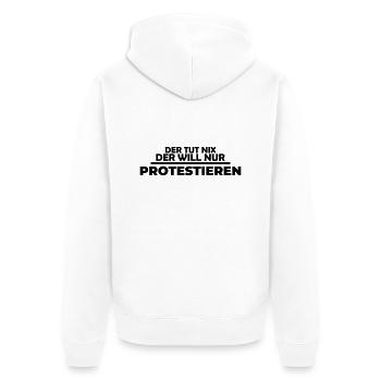 Der tut nix, der will nur protestieren Landwirt - Unisex Premium Bio Zip Hoodie - Weiß - Hinten - Thijin (182cm)
