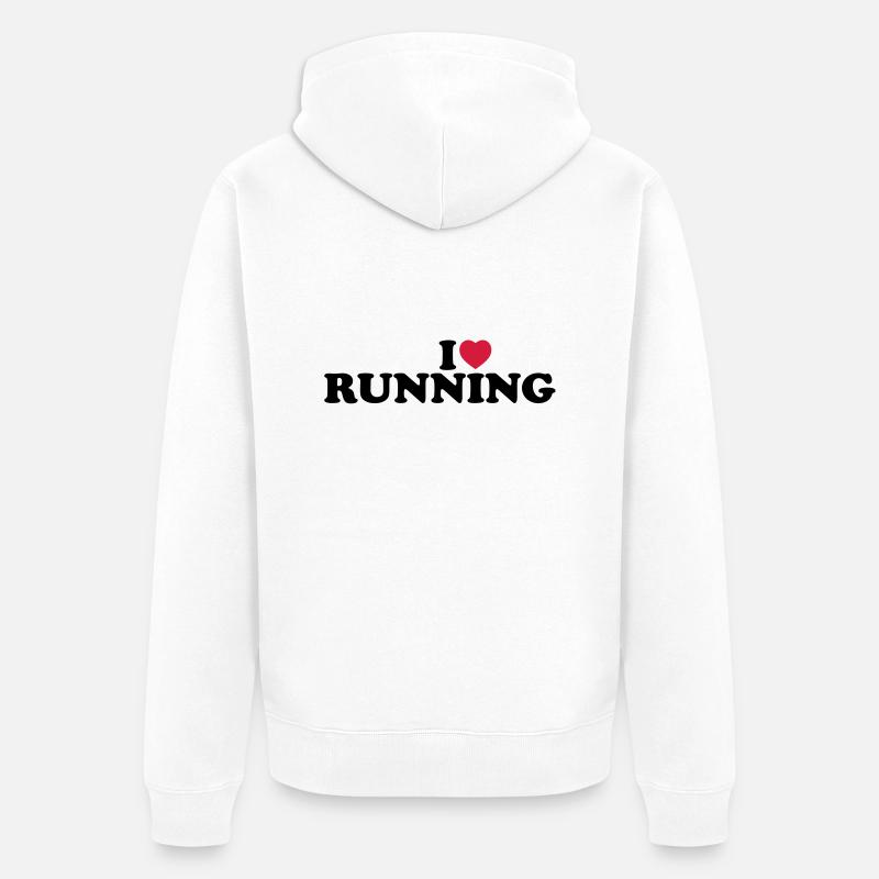 I love running - Veste à capuche bio Premium Unisexe - blanc