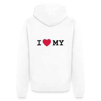 i love my - Unisex Premium Bio Zip Hoodie - Weiß - Hinten - Thijin (182cm)