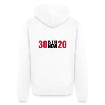 30 Anniversaire - Veste à capuche bio Premium Unisexe - blanc - Dos - Thijin (182cm)