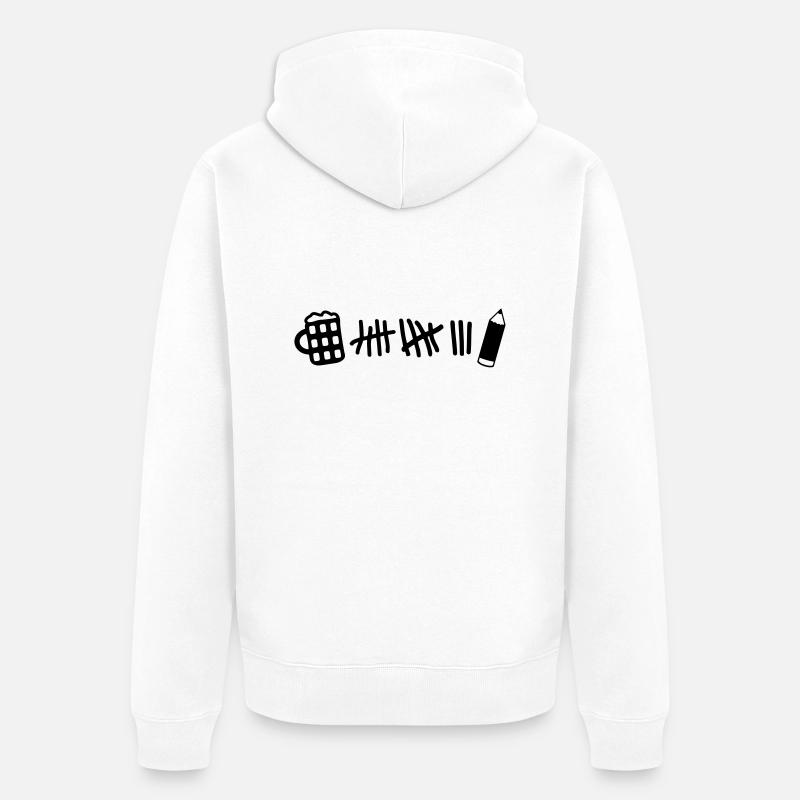 Striche - Bier Stift - Unisex Premium Bio Zip Hoodie - Weiß