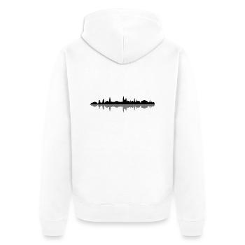 Skyline - Stockholm - Unisex Premium Bio Zip Hoodie - Weiß - Hinten - Thijin (182cm)