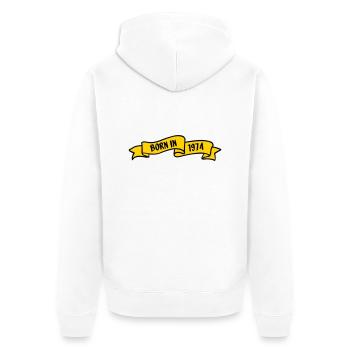 1974 - Unisex Premium Bio Zip Hoodie - Weiß - Hinten - Thijin (182cm)