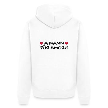 A Mann für Amore - Unisex Premium Bio Zip Hoodie - Weiß - Hinten - Thijin (182cm)