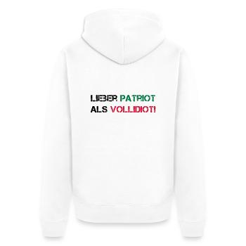 Lieber Patriot als Vollidiot! - Unisex Premium Bio Zip Hoodie - Weiß - Hinten - Thijin (182cm)
