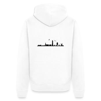 Skyline - Insel Amrum - Unisex Premium Bio Zip Hoodie - Weiß - Hinten - Thijin (182cm)