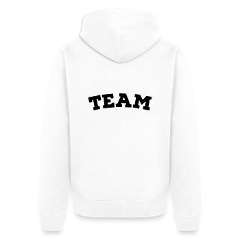 Team - Unisex Premium Bio Zip Hoodie - Weiß - Hinten - Thijin (182cm)