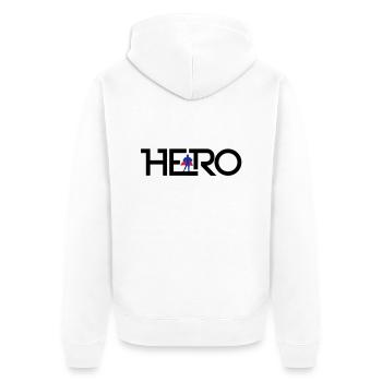 Hero Logo - Unisex Premium Bio Zip Hoodie - Weiß - Hinten - Thijin (182cm)