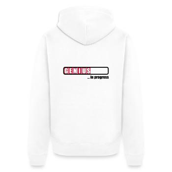 Genius in progress - Unisex Premium Bio Zip Hoodie - Weiß - Hinten - Thijin (182cm)