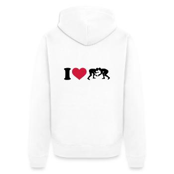 Ringen - Unisex Premium Bio Zip Hoodie - Weiß - Hinten - Thijin (182cm)