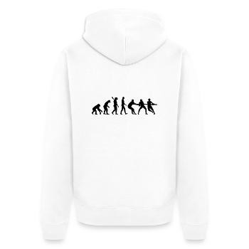 Evolution tug of war - Unisex Premium Organic Zip Hoodie - white - Back - Thijin (182cm)