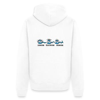 drei Musen - Unisex Premium Bio Zip Hoodie - Weiß - Hinten - Thijin (182cm)