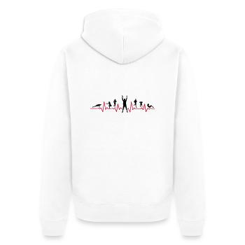 Sport - Gruppe Fitness Puls - Unisex Premium Bio Zip Hoodie - Weiß - Hinten - Thijin (182cm)