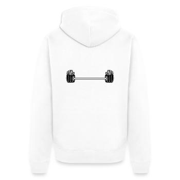 Bodybuilder Gewichtheben Pommes Frites - Unisex Premium Bio Zip Hoodie - Weiß - Hinten - Thijin (182cm)
