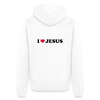 I love Jesus - Unisex Premium Bio Zip Hoodie - Weiß - Hinten - Thijin (182cm)