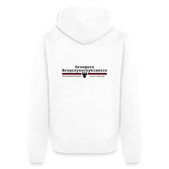 Grzegorz B. - Unisex Premium Bio Zip Hoodie - Weiß - Hinten - Thijin (182cm)