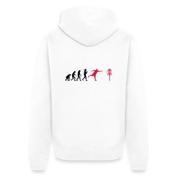 Disc Golf Evolution Ultimate Frisbee Lustig Sport - Unisex Premium Bio Zip Hoodie - Weiß - Hinten - Thijin (182cm)
