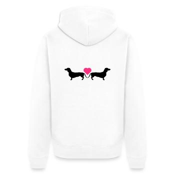 Mein Herz für Dackel - Unisex Premium Bio Zip Hoodie - Weiß - Hinten - Thijin (182cm)