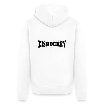 Eishockey Schriftzug - Unisex Premium Bio Zip Hoodie - Weiß - Hinten - Thijin (182cm)