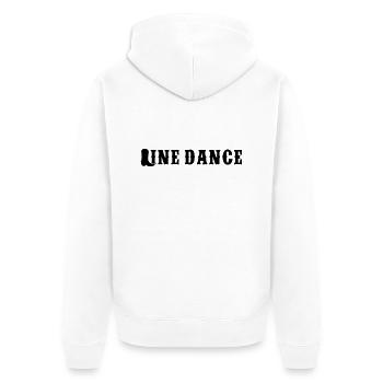 Line Dance mit Stiefel "L" - Unisex Premium Bio Zip Hoodie - Weiß - Hinten - Thijin (182cm)