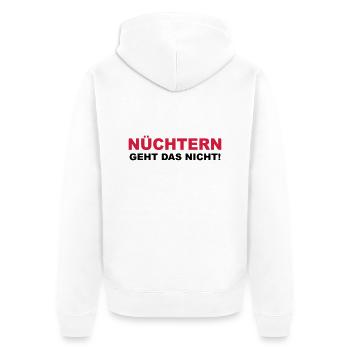 Nüchtern geht das nicht! - Unisex Premium Bio Zip Hoodie - Weiß - Hinten - Thijin (182cm)
