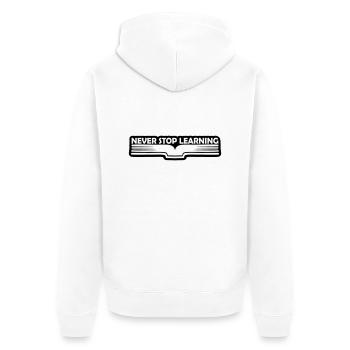 never stop learning quote - Unisex Premium Organic Zip Hoodie - white - Back - Thijin (182cm)