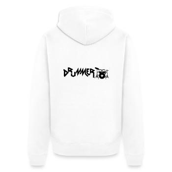 drummer - Unisex Premium Bio Zip Hoodie - Weiß - Hinten - Thijin (182cm)