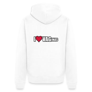 I Love VAGinas - Unisex Premium Bio Zip Hoodie - Weiß - Hinten - Thijin (182cm)
