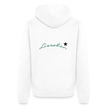 Lissabon (2c) - Unisex Premium Organic Zip Hoodie - white - Back - Thijin (182cm)