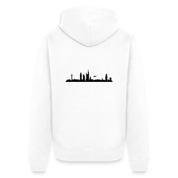 Skyline Frankfurt - Unisex Premium Bio Zip Hoodie - Weiß - Hinten - Thijin (182cm)