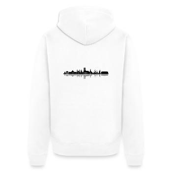 Skyline - München - Unisex Premium Bio Zip Hoodie - Weiß - Hinten - Thijin (182cm)