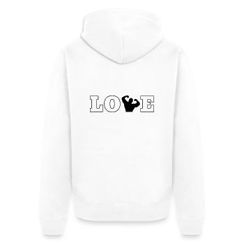 Fitness Sport Bodybuilding Sportler Fitnesssport - Unisex Premium Bio Zip Hoodie - Weiß - Hinten - Thijin (182cm)