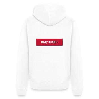 Love yourself - Unisex Premium Bio Zip Hoodie - Weiß - Hinten - Thijin (182cm)