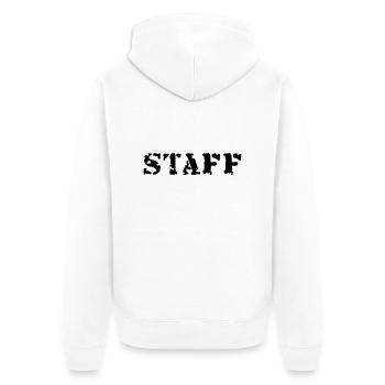 Staff - Unisex Premium Bio Zip Hoodie - Weiß - Hinten - Thijin (182cm)