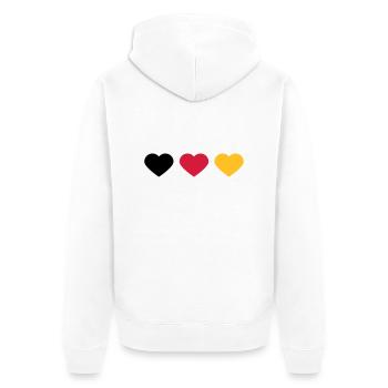 3 Herzen Deutschland Flagge Farben Liebe Deutsch - Unisex Premium Bio Zip Hoodie - Weiß - Hinten - Thijin (182cm)