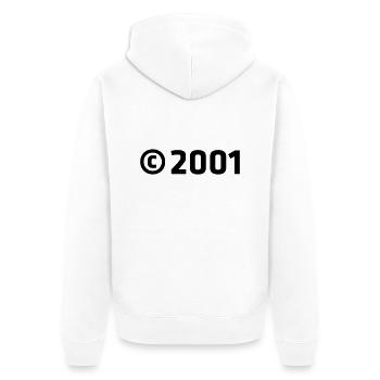 Copyright 2001 - Unisex Premium Organic Zip Hoodie - white - Back - Thijin (182cm)